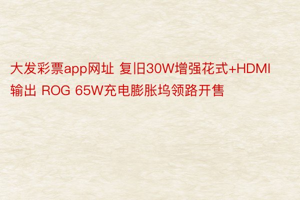 大发彩票app网址 复旧30W增强花式+HDMI输出 ROG 65W充电膨胀坞领路开售